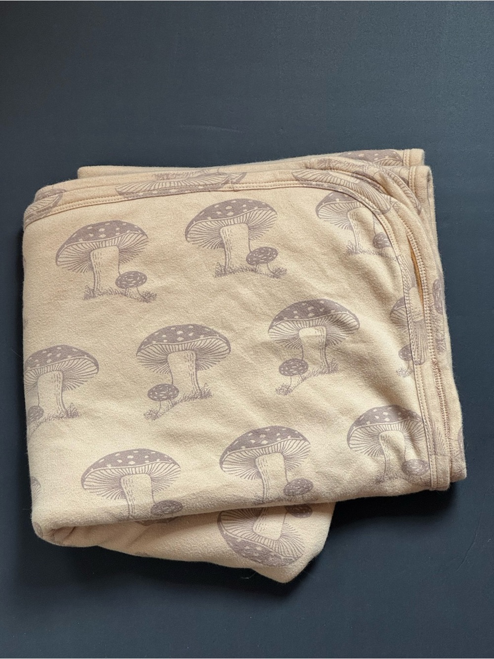 kate quinn Taupe Blanket with Mushroom Print